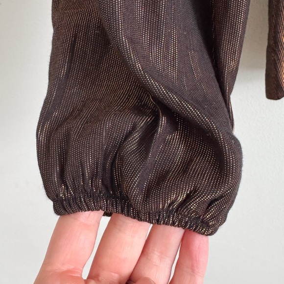 ANTHROPOLOGIE • Amadi Merry Metallic Blouse in Bronze - Picture 7 of 12